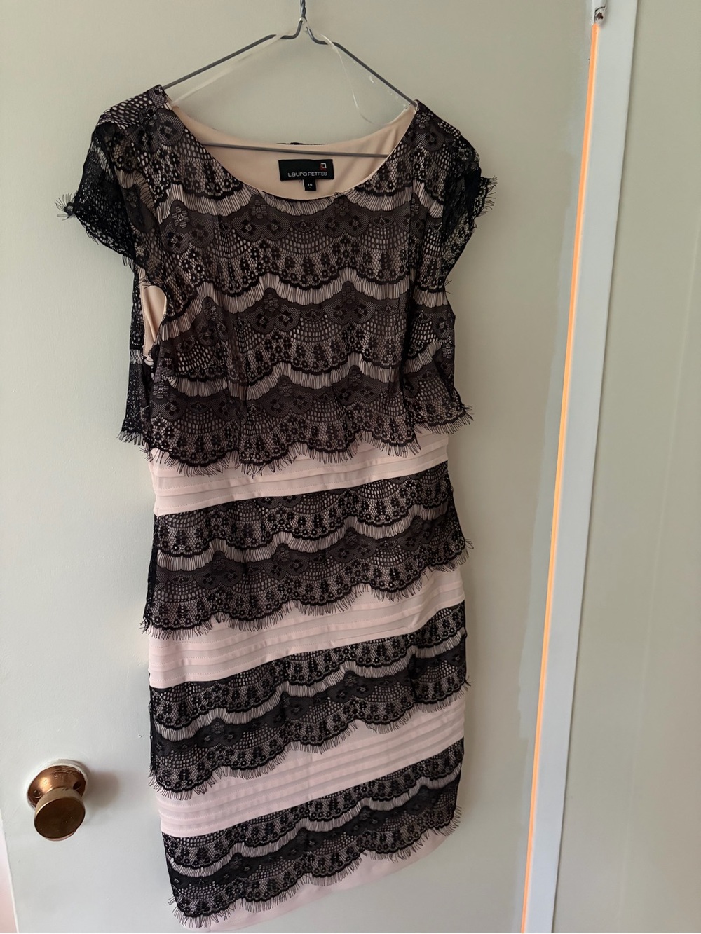 Laura Black Lace Overlay Blush Pink Sheath Dress